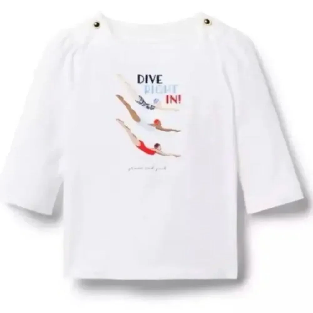 Janie and Jack White embroidered Dive Right In Tee size 12-18 months NWT